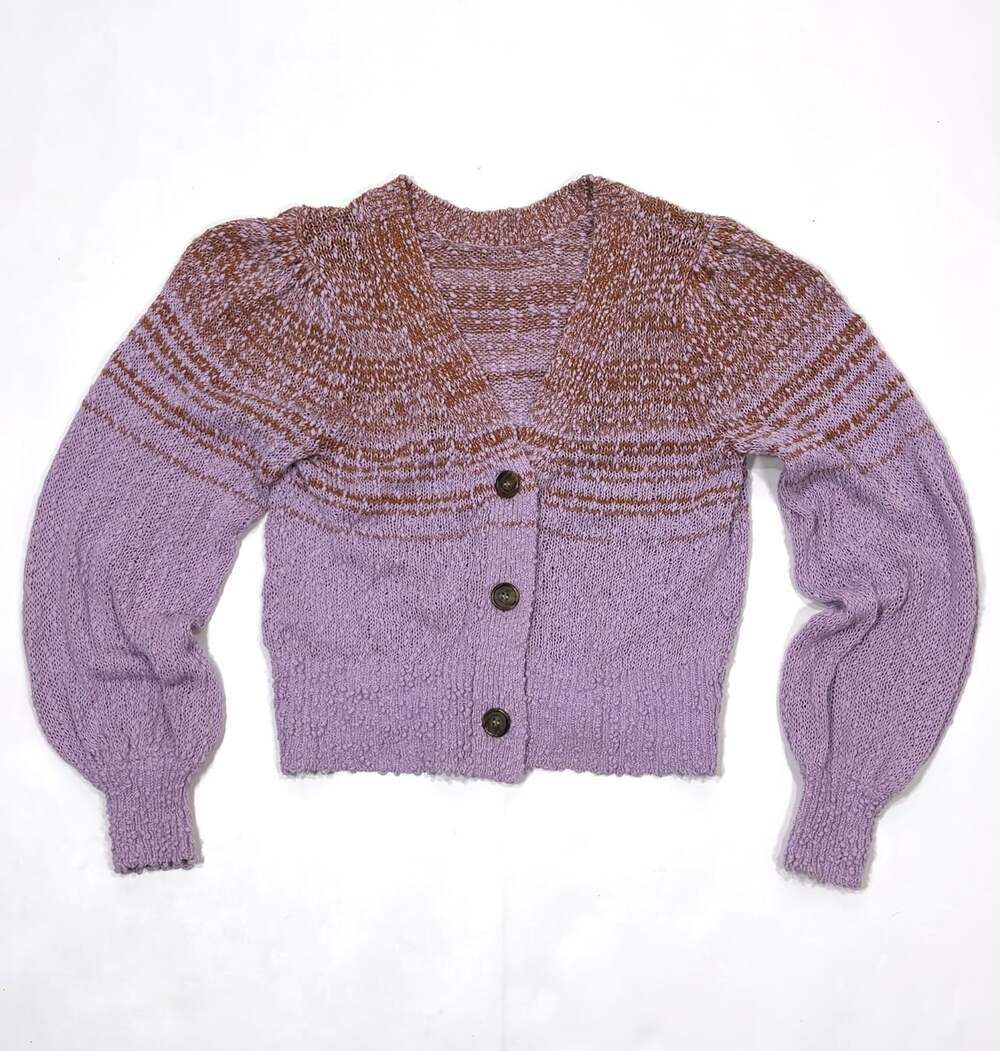 J Crew Reversible Space-Dyed Cardigan Sweater Purple Brown - Size XS